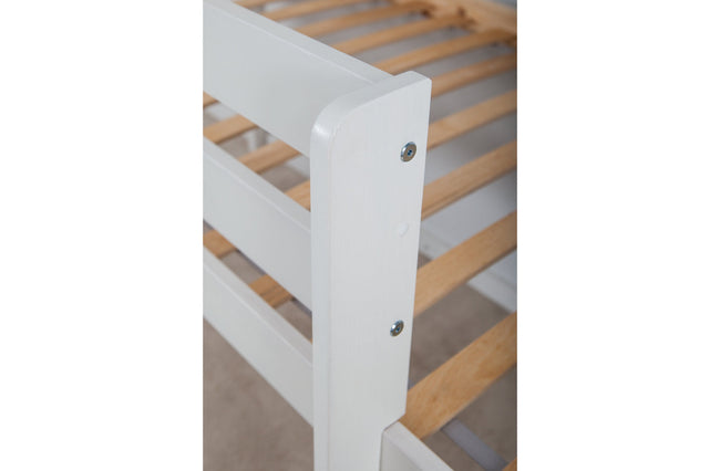 Hochbett "Oskars Baustelle" 90x200 inkl. Zubehör Kiefer massiv weiß