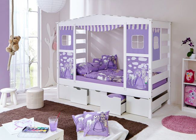 Hausbett "Lio" 90x200 Kiefer massiv weiß