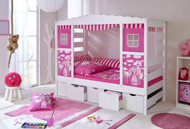 Hausbett "Lio" 90x200 Kiefer massiv weiß