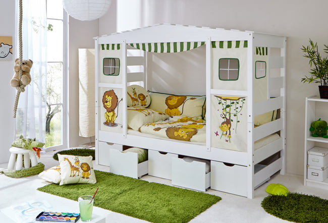 Hausbett "Lio" 90x200 Kiefer massiv weiß