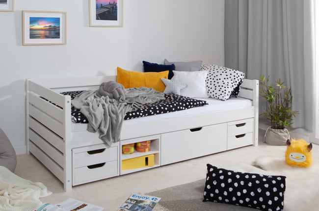 Funktionsbett "Naomi" 90x200 Kiefer massiv inkl. Schubkästen nach Wahl