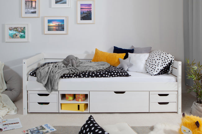 Funktionsbett "Naomi" 90x200 Kiefer massiv inkl. Schubkästen nach Wahl