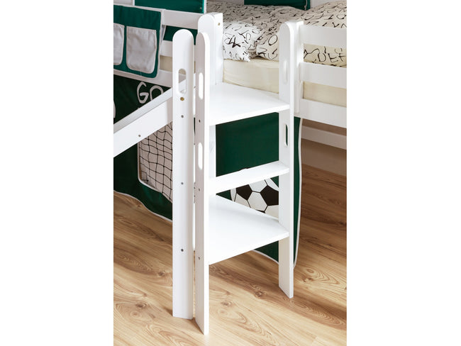 Podestbett mit Rutsche "Tino" 90x200 Buche massiv weiß - TiCAA Kindermöbel