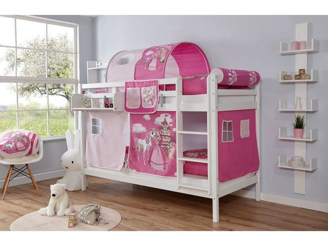 Etagenbett "Rene" 90x200 Buche massiv Weiß - TiCAA Kindermöbel