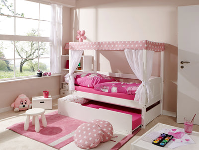 Himmelbett MINI "Stern Rosa" 80x160 inkl. Rollrost + Tüll-Textilien