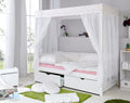 Himmelbett "Niki" 90x200 Kiefer massiv weiß