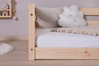 Bodenbett Einzelbett "Lex" 100x200 Kiefer Massiv
