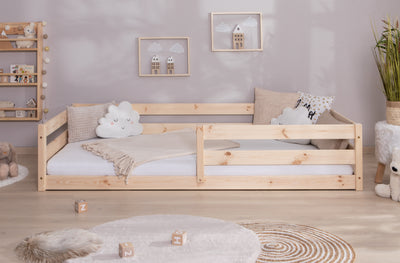 Bodenbett Einzelbett "Lex" 90x200 Kiefer Massiv