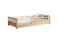 Bodenbett Kinderbett „Mio“ 90x200 cm Natur – Höhenverstellbares Montessori Kinderbett aus Kiefer Massivholz – TiCAA