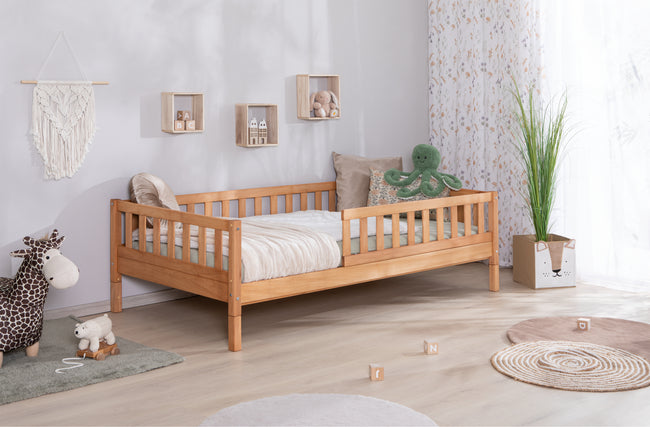 2-in-1 Hausbett Bodenbett "Duo" 100x200 Buche massiv