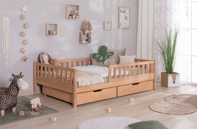 Bodenbett Einzelbett "Mio" 140x200 Buche massiv