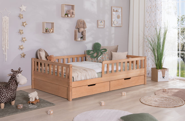 Bodenbett Einzelbett "Mio" 140x200 Buche massiv