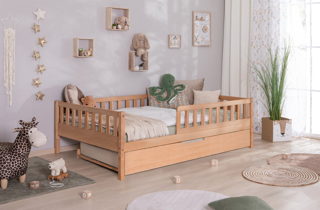 Bodenbett Einzelbett "Mio" 120x200 Buche massiv