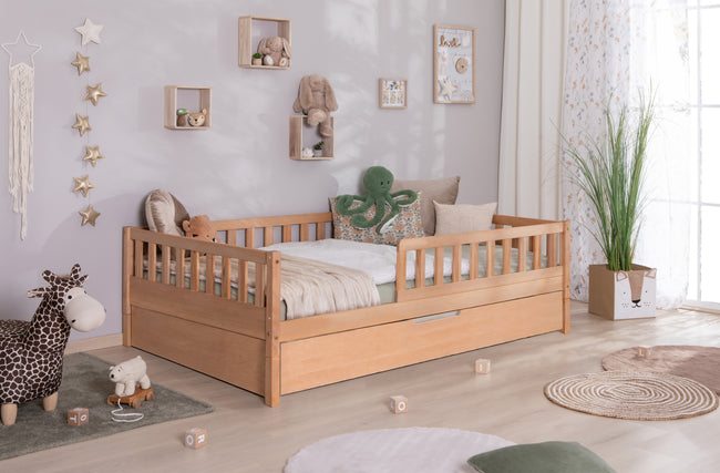 Bodenbett Einzelbett "Mio" 120x200 Buche massiv