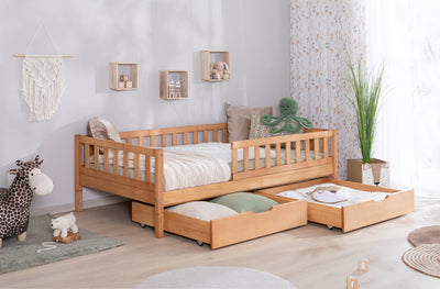 Bodenbett Einzelbett "Mio" 90x200 Buche massiv