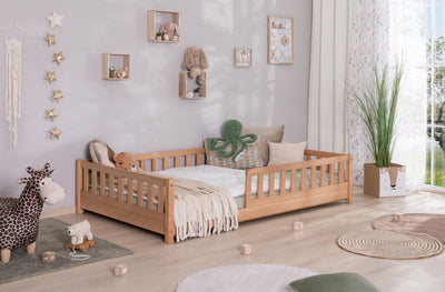 Bodenbett Einzelbett "Mio" 90x200 Buche Massiv