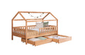2-in-1 Hausbett Bodenbett "Duo" 100x200 Buche massiv