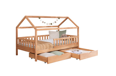 Hausbett Duo Buche 100x200 #90-cm-Schubkasten-Set