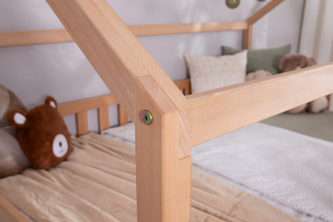 2-in-1 Hausbett Bodenbett "Duo" 100x200 Buche massiv
