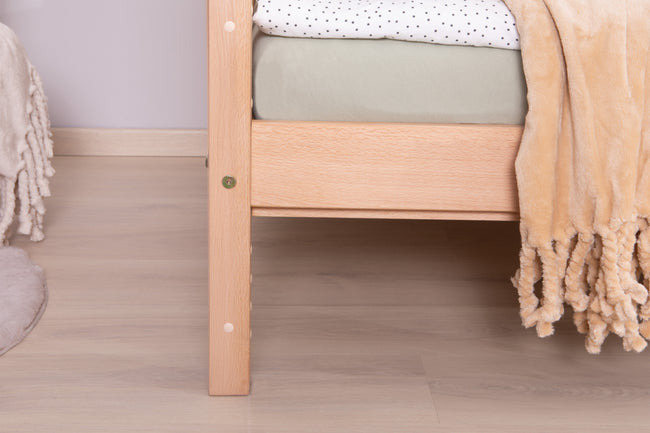 2-in-1 Hausbett Bodenbett "Duo" 100x200 Buche massiv