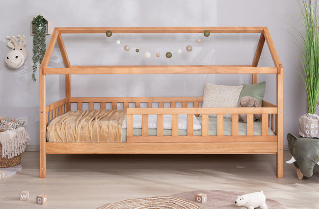 2-in-1 Hausbett Bodenbett "Duo" 100x200 Buche massiv