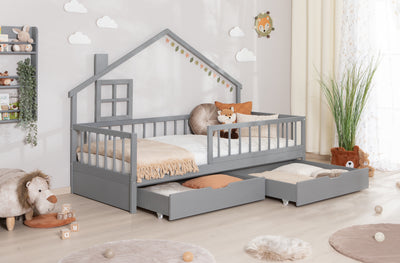 Hausbett Bodenbett "Loki" 90x200 Kiefer Massiv
