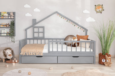 Hausbett Bodenbettt "Loki" 120x200 Kiefer Massiv