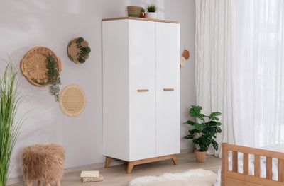Kleiderschrank "Mara" 2-türig Weiß-Natur