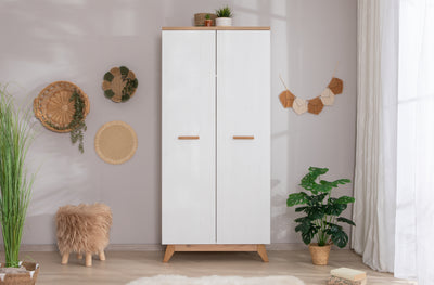 Kleiderschrank "Mara" 2-türig Weiß-Natur