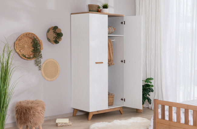Kleiderschrank "Mara" 2-türig Weiß-Natur