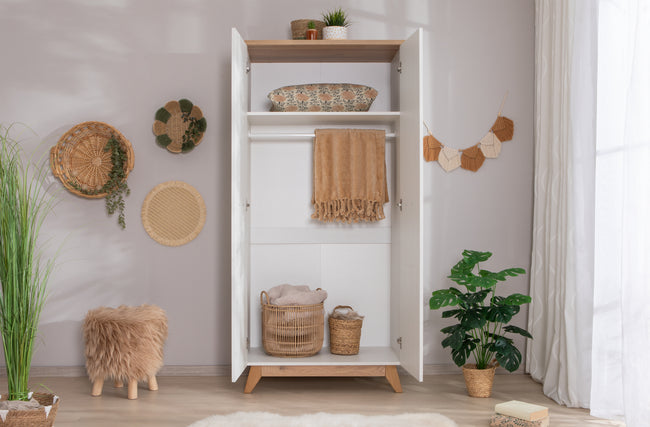 Kleiderschrank "Mara" 2-türig Weiß-Natur