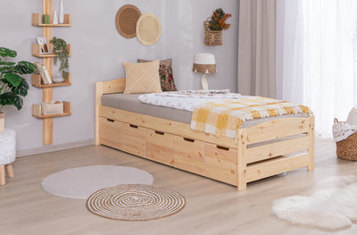 Stauraumbett Seniorenbett "Loni" 90x200 Kiefer massiv