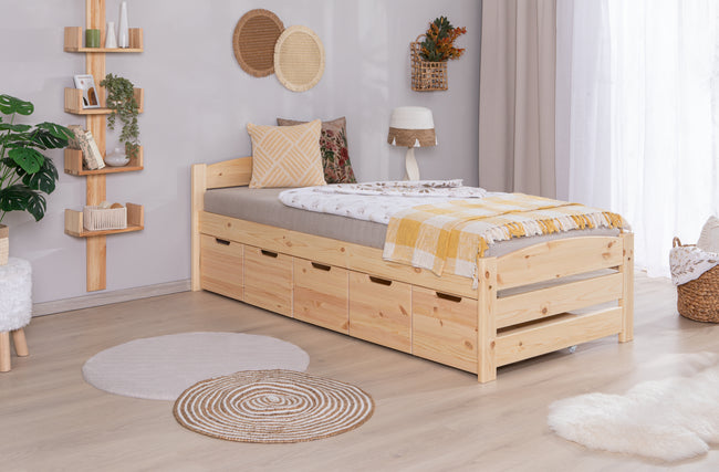 Stauraumbett Seniorenbett "Loni" 90x200 Kiefer massiv