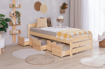 Stauraumbett Seniorenbett "Loni" 90x200 Kiefer massiv