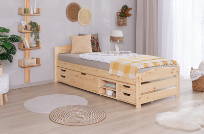 Stauraumbett Seniorenbett "Loni" 90x200 Kiefer massiv
