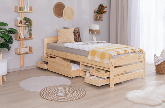 Stauraumbett Seniorenbett "Loni" 90x200 Kiefer massiv