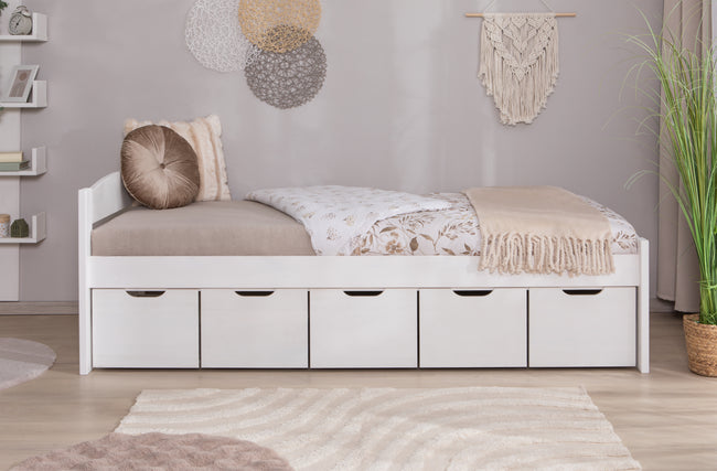 Stauraumbett Seniorenbett "Loni" 90x200 Kiefer massiv