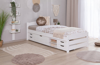 Stauraumbett Seniorenbett "Loni" 90x200 Kiefer massiv