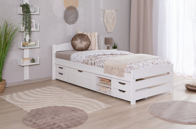 Stauraumbett Seniorenbett "Loni" 90x200 Kiefer massiv