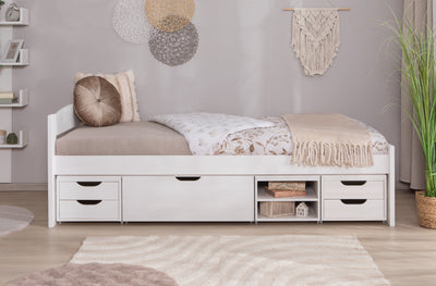 Stauraumbett Seniorenbett "Loni" 90x200 Kiefer massiv