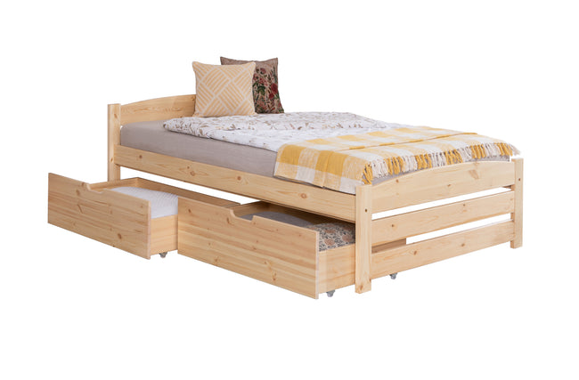 Stauraumbett Seniorenbett "Loni" 120x200 Kiefer massiv