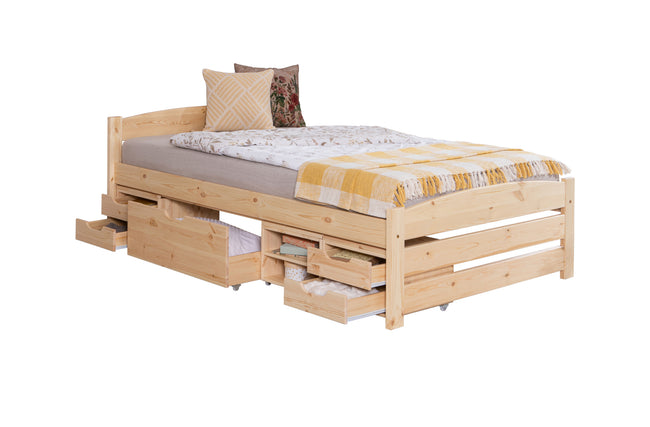 Stauraumbett Seniorenbett "Loni" 120x200 Kiefer massiv