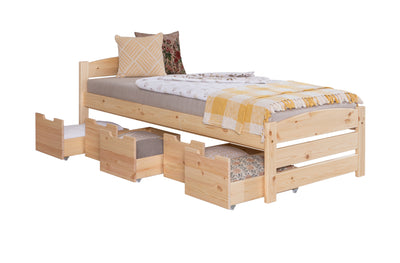 Stauraumbett Seniorenbett "Loni" 90x200 Kiefer massiv