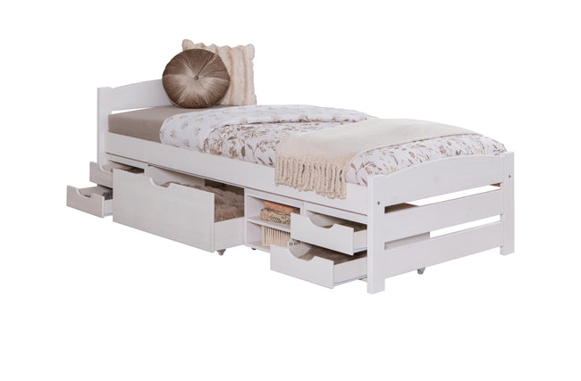 Stauraumbett Seniorenbett "Loni" 90x200 Kiefer massiv
