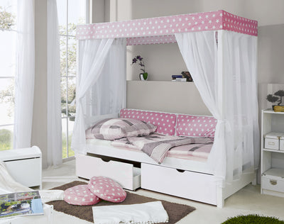 Himmelbett "Niki" 90x200 Kiefer massiv weiß