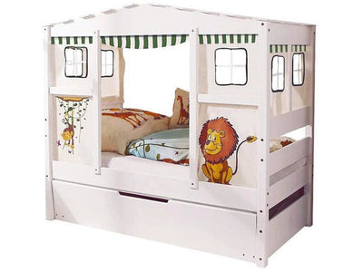 Hausbett MINI 80x160 cm komplett Set inkl. Zusatzbett + 2 Matratzen + 2 Rollroste