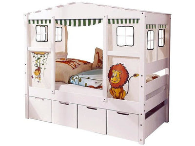 Hausbett MINI 80x160 cm komplett Set inkl. 4 Schubkästen + Matratze + Rollroste