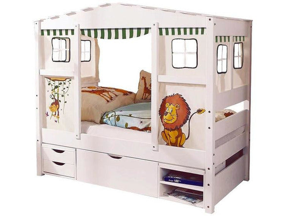 Hausbett MINI 80x160 cm komplett Set inkl. Funktionsschubkasten + Matratze + Rollrost