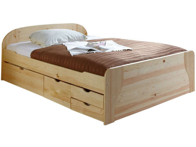 Doppelbett mit Schubkästen "Erna" 140x200 Kiefer massiv - TiCAA Kindermöbel