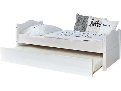 Einzelbett "Leni" 100x200 Kiefer massiv - mit Zusatzbett - TiCAA Kindermöbel